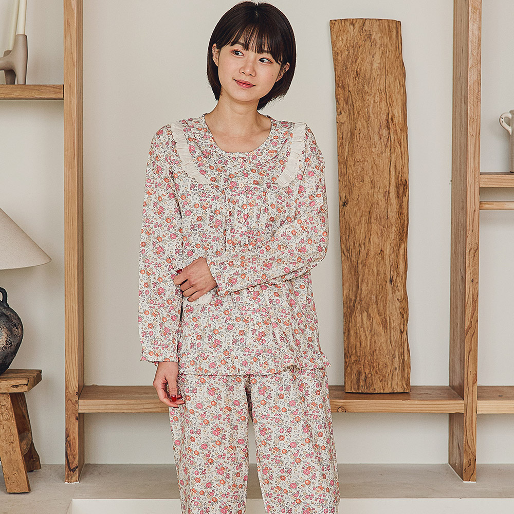여성순면잠옷 예쁜홈웨어 홈패션 꽃무늬 파자마 20대여자생일선물 우정템 라운지웨어