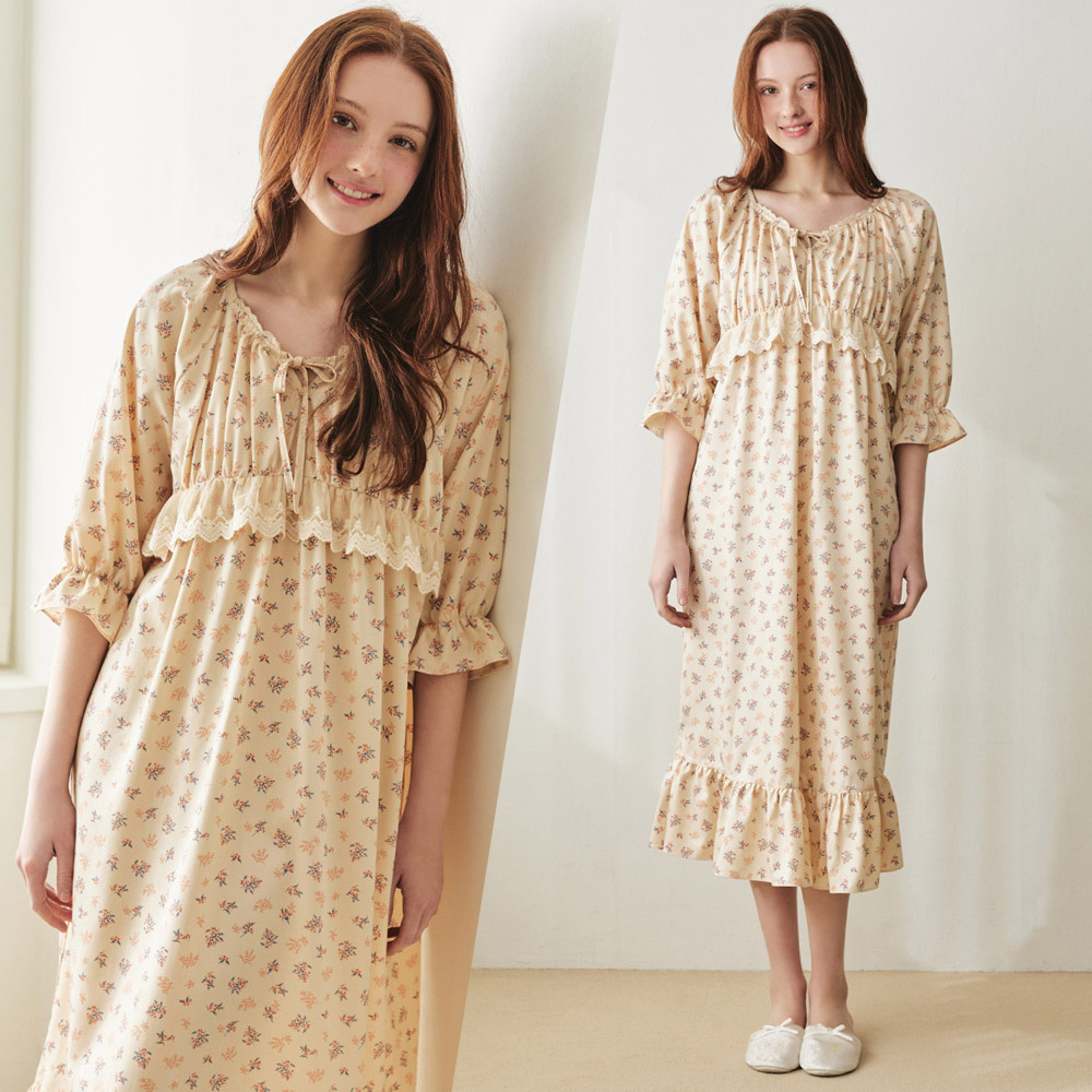 봄여름 실내원피스 여성홈웨어 홈드레스 수면잠옷 꽃무늬 면모달 임산부 빅사이즈 파자마