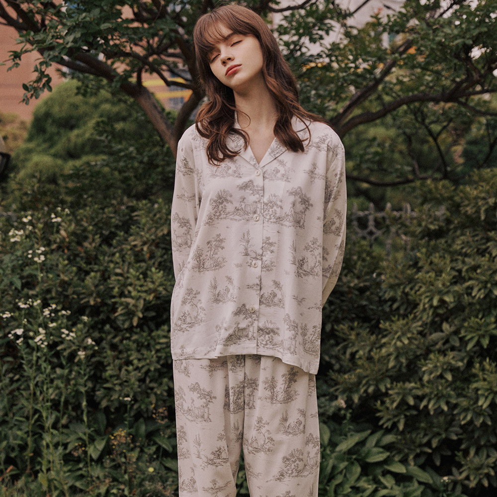 여자홈웨어 파자마세트 꽃무늬 라운지웨어 편한 긴팔 수면잠옷