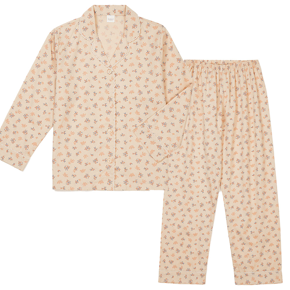 여성홈웨어세트 꽃무늬잠옷 귀여운 봄여름 파자마 30대여자생일선물 면모달 편한옷 실내복 (셔츠형)